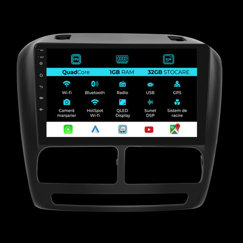 Navigatie Dedicata Fiat Doblo (2010-2015), 10Inch, 1Gb Ram, 32Gb Stocare, Carplay