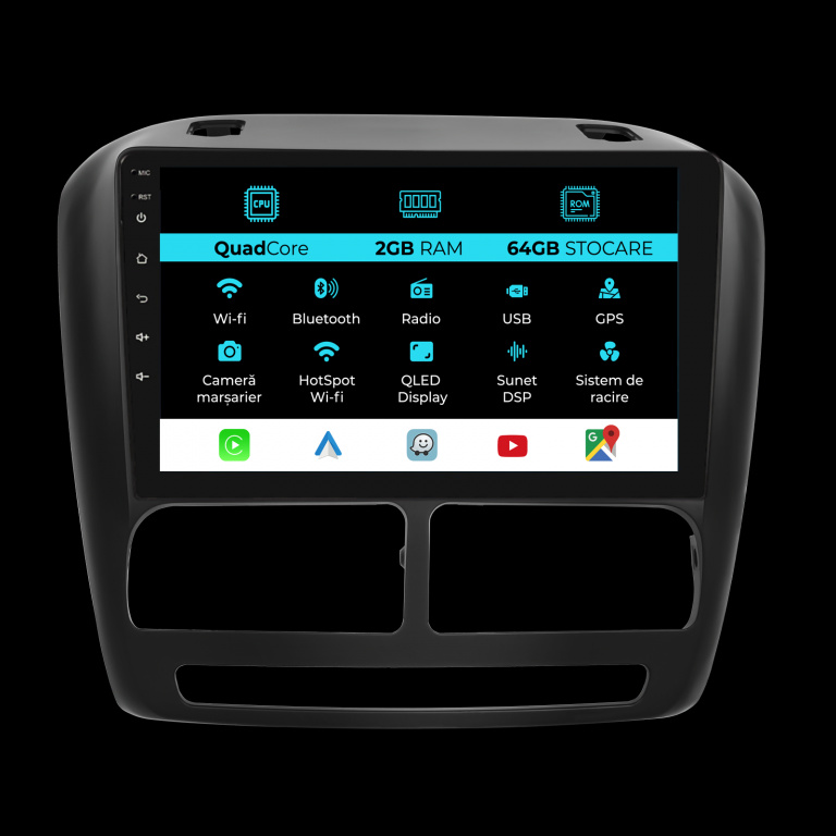 Navigatie Dedicata Fiat Doblo (2010-2015), 10Inch, 2Gb Ram, 64Gb Stocare, Carplay