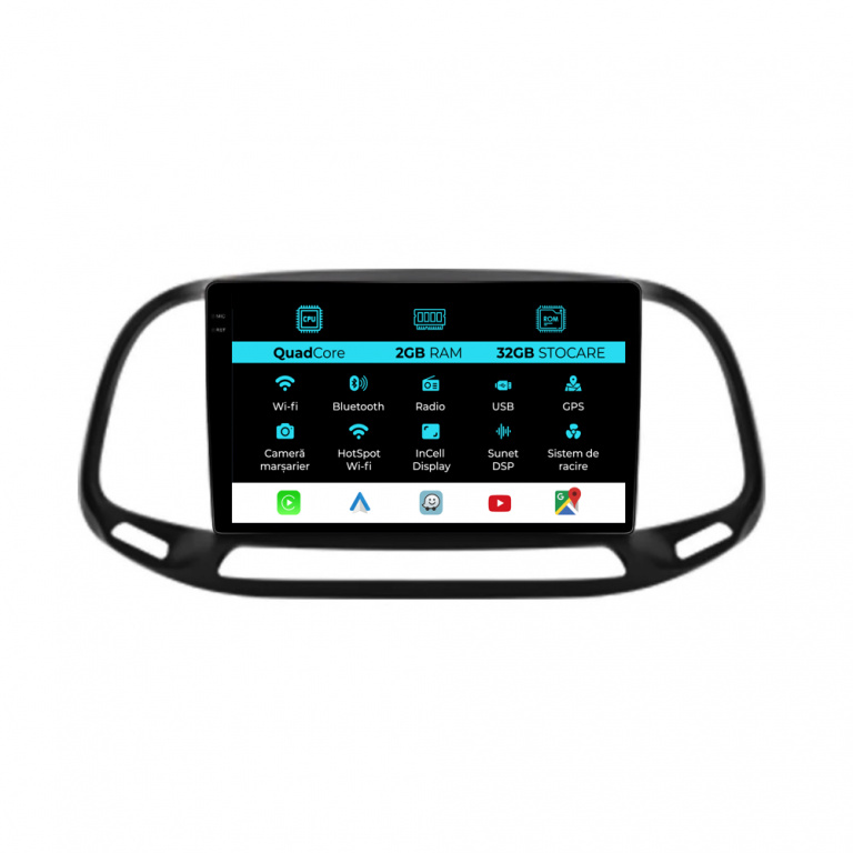Navigatie Dedicata Fiat Doblo (2015-2019), 9Inch, 2Gb Ram, 32Gb Stocare, Carplay