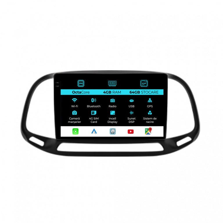 Navigatie Dedicata Fiat Doblo (2015-2019), 9Inch, 4Gb Ram, 64Gb Stocare, Carplay