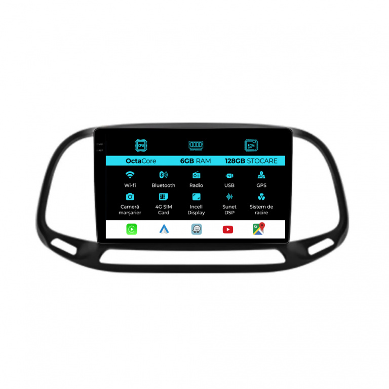 Navigatie Dedicata Fiat Doblo (2015-2019), 9Inch, 6Gb Ram, 128Gb Stocare, Carplay