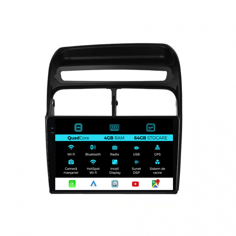 Navigatie Dedicata Fiat Linea (2006-2012),QuadCore, 9Inch, 4Gb Ram, 64Gb Stocare, Carplay