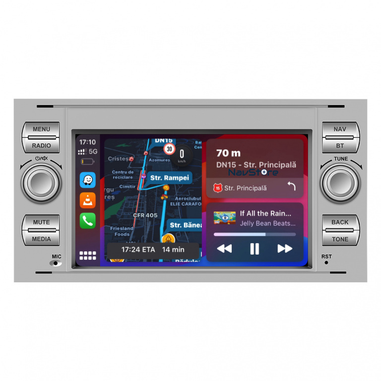 Navigatie Dedicata Ford, 7Inch, 2Gb Ram, 64Gb stocare, Waze, Youtube, Gri