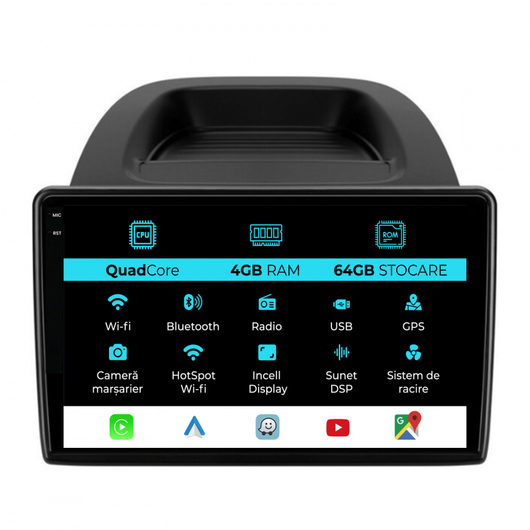 Navigatie Dedicata Ford Ecosport (2017-2025),QuadCore, 9Inch, 4Gb Ram, 64Gb Stocare, Carplay