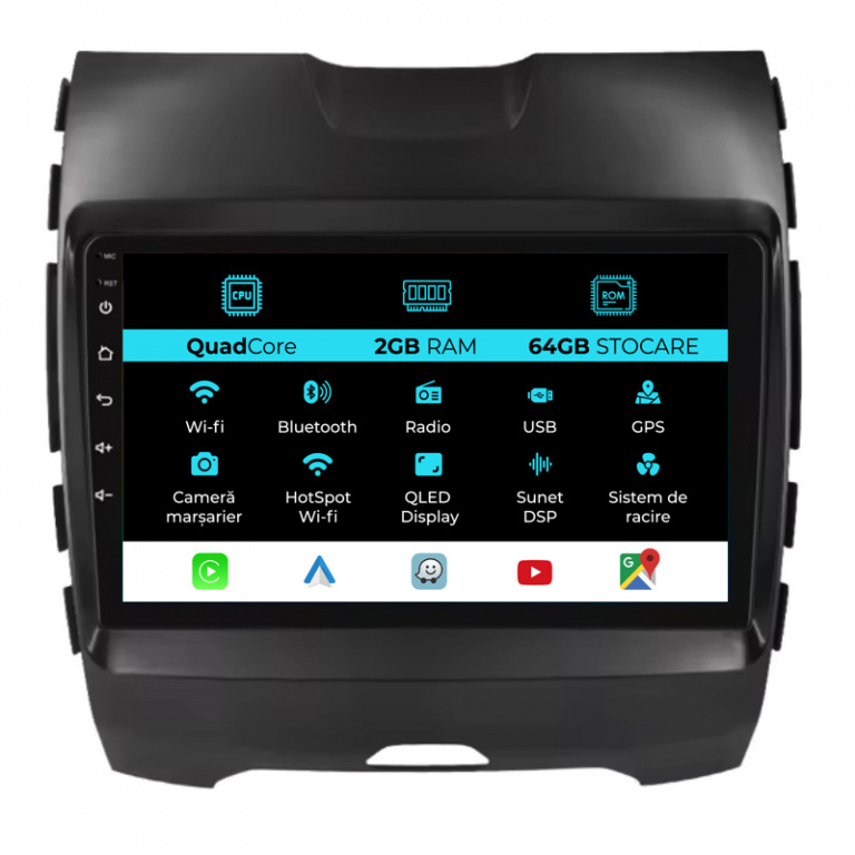 Navigatie Dedicata Ford Edge (2015 - 2021), 9Inch, 2Gb Ram, 64Gb Stocare, Carplay