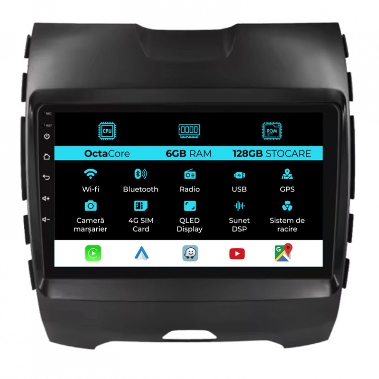 Navigatie Dedicata Ford Edge (2015 - 2021), 9Inch, 6Gb Ram, 128Gb Stocare, Carplay
