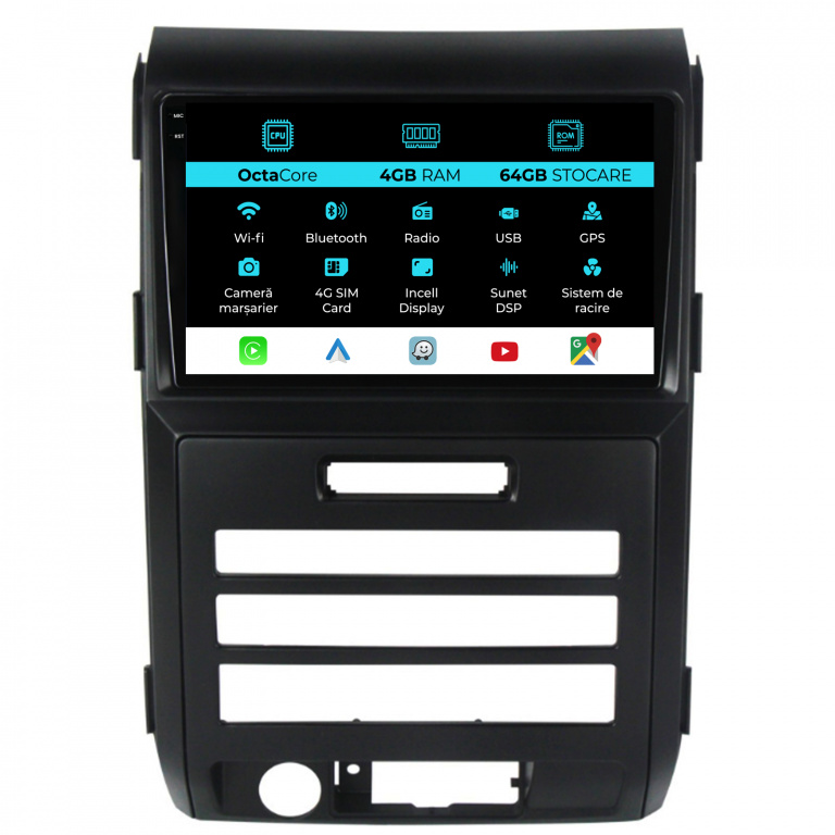 Navigatie Dedicata Ford F150 (2008-2014), 9Inch, 4Gb Ram, 64Gb Stocare, Carplay