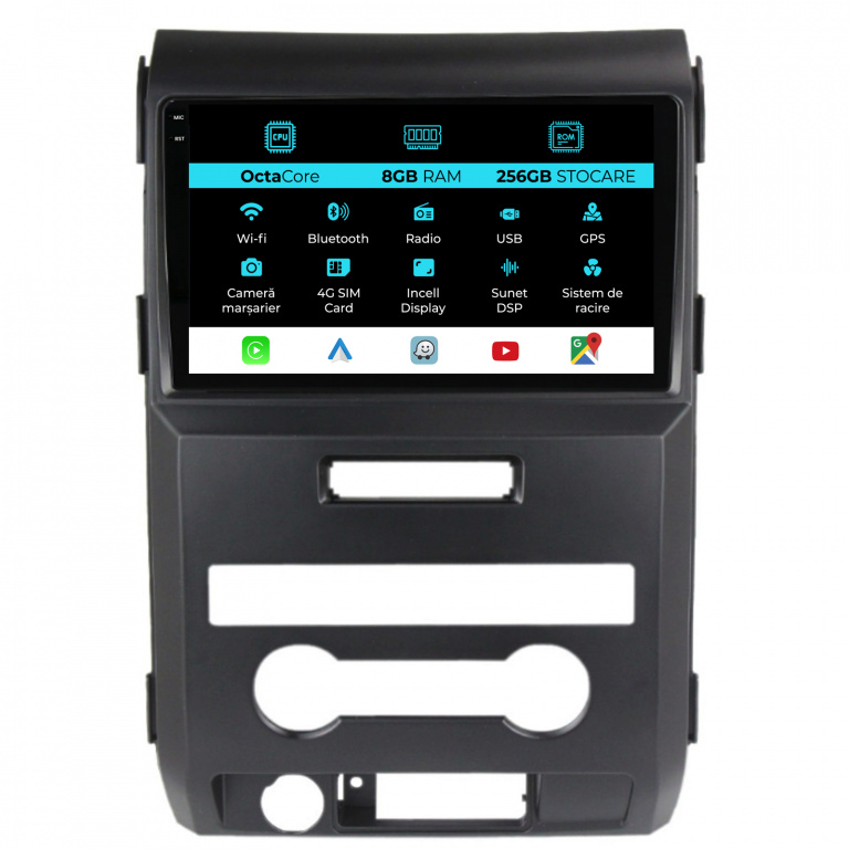 Navigatie Dedicata Ford F150 (2008-2014), 9Inch, 8Gb Ram, 256Gb Stocare, Carplay