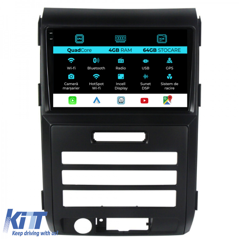 Navigatie Dedicata Ford F150 (2008-2014),QuadCore, 9Inch, 4Gb Ram, 64Gb Stocare, Carplay NAVF94YHJ