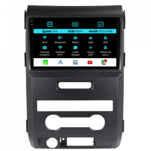 Navigatie Dedicata Ford F150 (2008-2014),QuadCore, 9Inch, 4Gb Ram, 64Gb Stocare, Carplay
