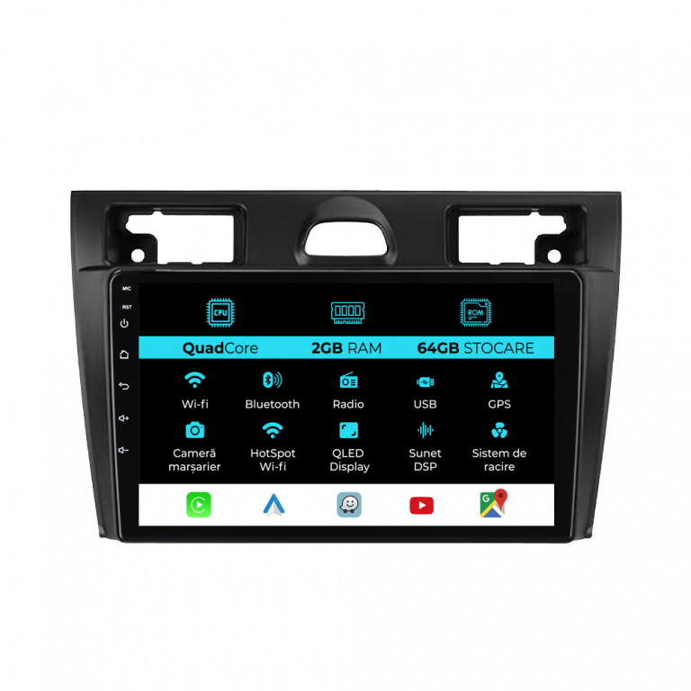 Navigatie Dedicata Ford Fiesta (2006-2011), 9Inch, 2Gb Ram, 64Gb Stocare, Carplay