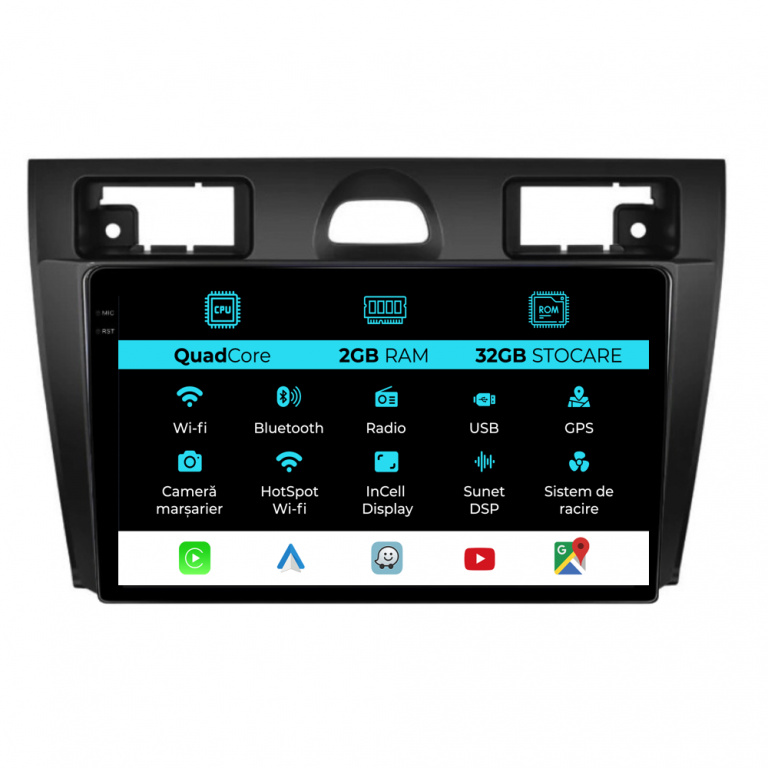 Navigatie Dedicata Ford Fiesta (2006-2011), 9Inch, 2Gb Ram, 32Gb Stocare, Carplay