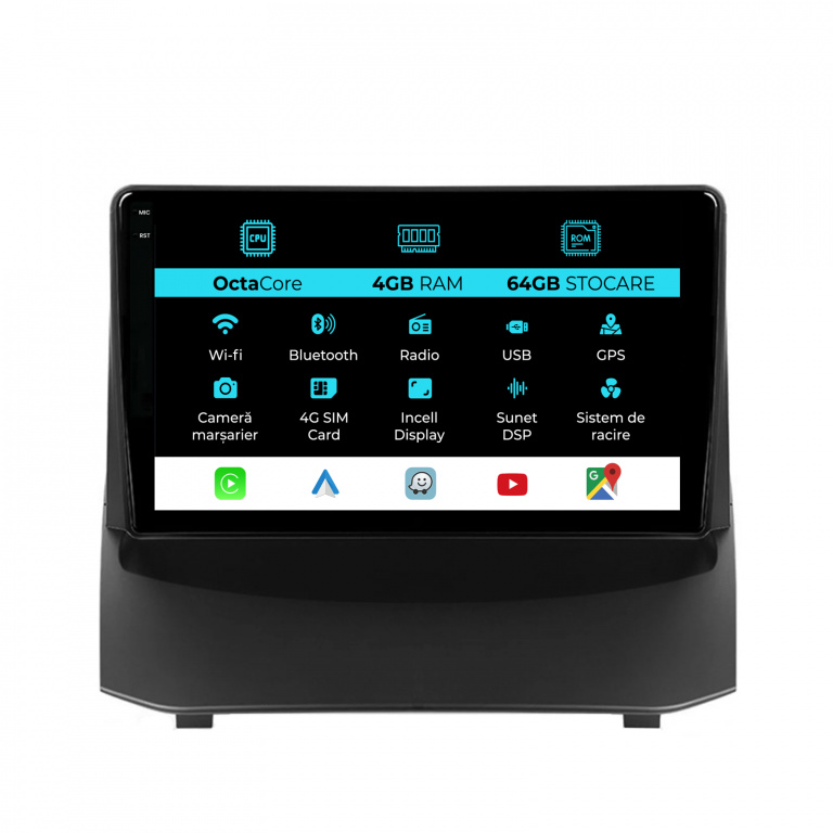 Navigatie Dedicata Ford Fiesta (2009-2017), 9Inch, 4Gb Ram, 64Gb Stocare, Carplay