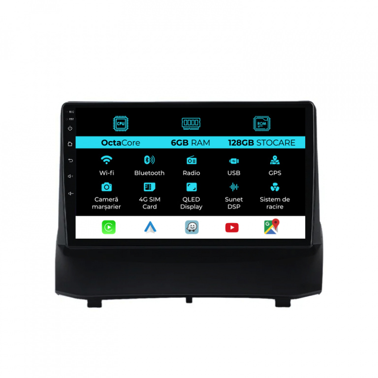 Navigatie Dedicata Ford Fiesta (2009-2017), 9Inch, 6Gb Ram, 128Gb Stocare, Carplay
