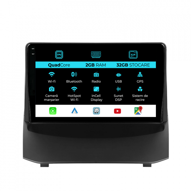 Navigatie Dedicata Ford Fiesta (2009-2017), 9Inch, 2Gb Ram, 32Gb Stocare, Carplay