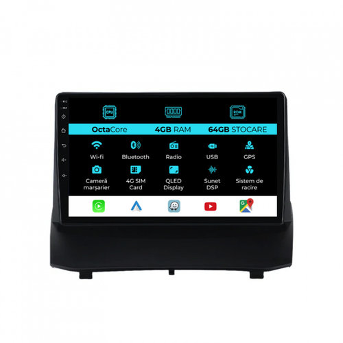 Navigatie Dedicata Ford Fiesta (2009-2017), 9Inch, 4Gb Ram, 64Gb Stocare, Carplay