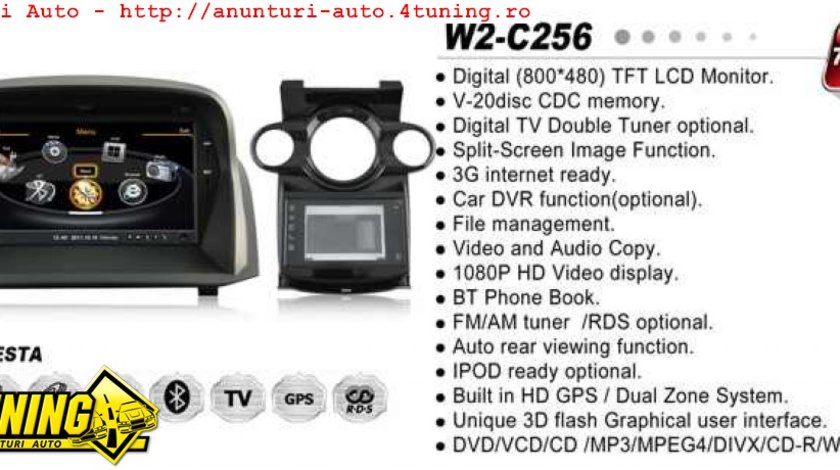 NAVIGATIE DEDICATA FORD FIESTA 2014 MK7 WITSON W2 C256 PLATFORMA S100 PROCESOR DUAL CORE A8 1GHZ 512 DDR 2 DVD GPS TV DVR CARKIT PRELUARE AGENDA TELEFONICA
