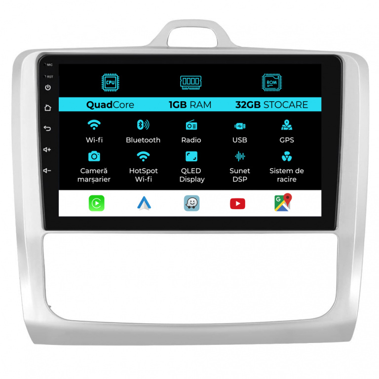 Navigatie Dedicata Ford Focus (2004-2012), 9Inch, 1Gb Ram, 32Gb Stocare, Carplay
