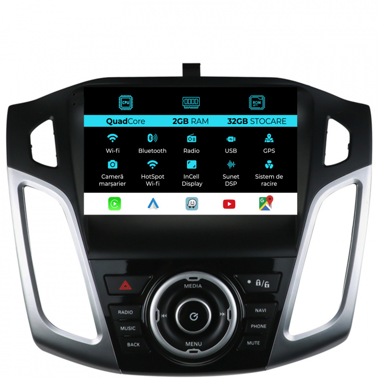 Navigatie Dedicata Ford Focus 3 (2012-2018), 9Inch, 2Gb Ram, 32Gb Stocare, Carplay