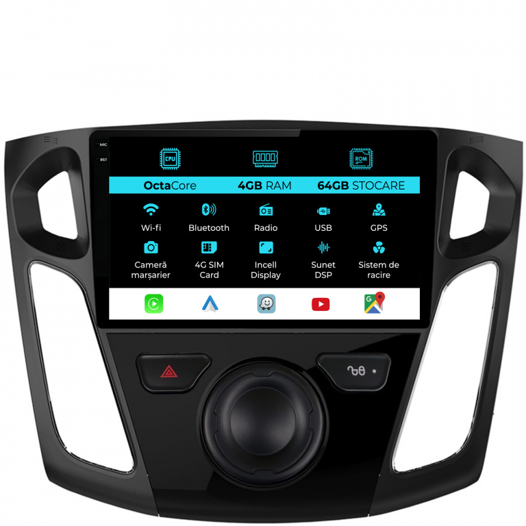 Navigatie Dedicata Ford Focus 3 (2012-2018), 9Inch, 4Gb Ram, 64Gb Stocare, Carplay