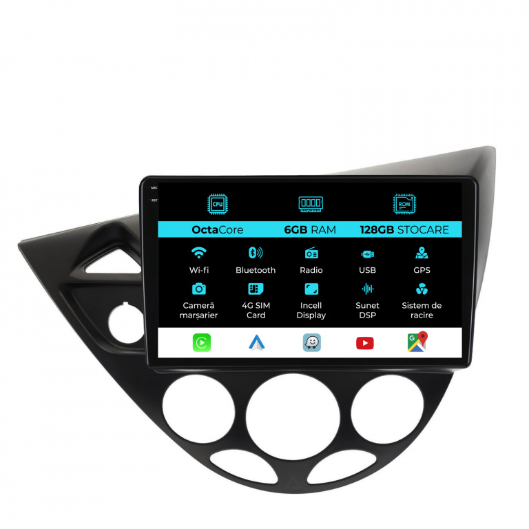 Navigatie Dedicata Ford Focus MK1 (1998-2004), Incell 9Inch, 6Gb Ram, 128Gb Stocare, Carplay