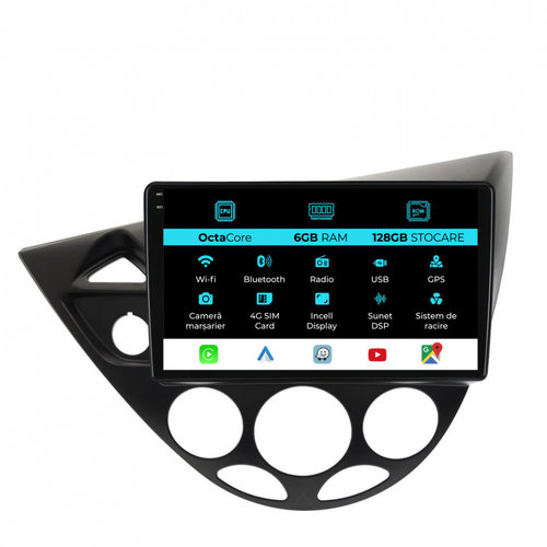 Navigatie Dedicata Ford Focus MK1 (1998-2004), Incell 9Inch, 6Gb Ram, 128Gb Stocare, Carplay