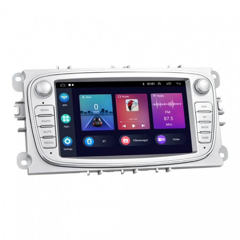 Navigatie Dedicata Ford Focus, Mondeo,C-Max, Kuga, 7inch, 4Gb Ram, 64Gb stocare, Carplay, Argintiu