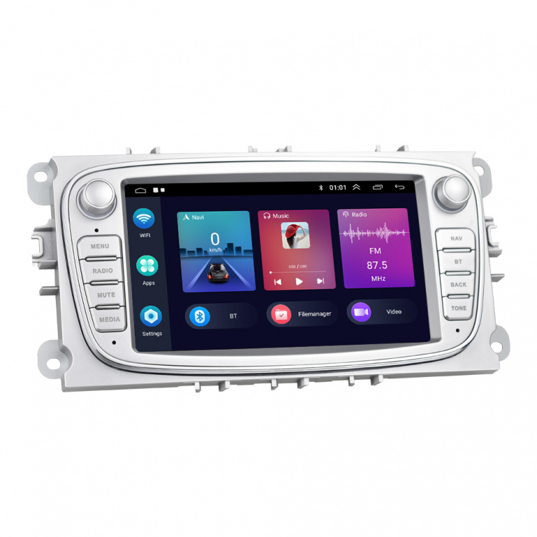 Navigatie Dedicata Ford Focus, Mondeo,C-Max, Kuga, 7inch, 2Gb Ram, 64Gb stocare, Carplay, Argintiu