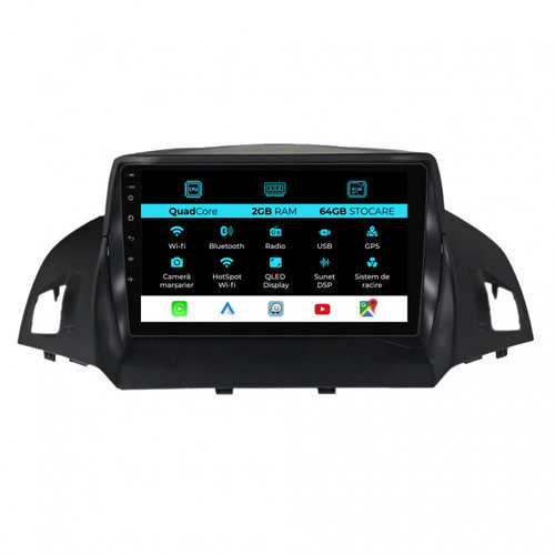 Navigatie Dedicata Ford Kuga (2013 - 2017), 9 Inch, 2Gb Ram, 64Gb stocare, Carplay