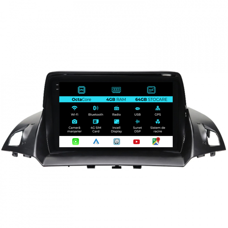 Navigatie Dedicata Ford Kuga (2013-2017), 9Inch, 4Gb Ram, 64Gb Stocare, Carplay