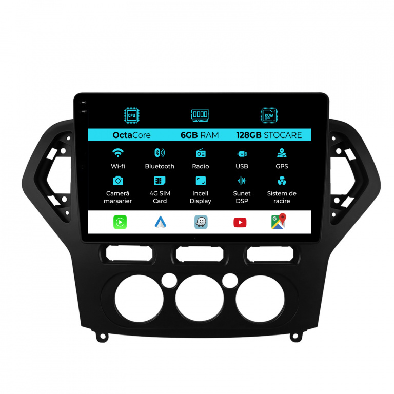 Navigatie Dedicata Ford Mondeo (2007-2014), 10Inch, 6Gb Ram, 128Gb Stocare, Carplay