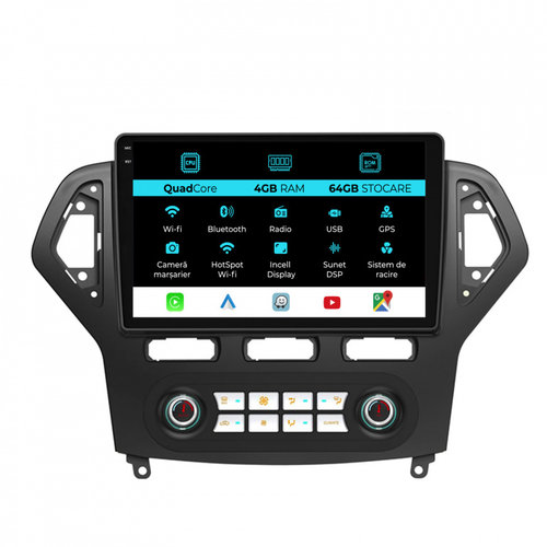 Navigatie Dedicata Ford Mondeo (2007-2014),QuadCore, 10Inch, 4Gb Ram, 64Gb Stocare, Carplay - Clima ...