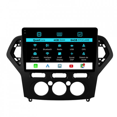 Navigatie Dedicata Ford Mondeo (2007-2014),QuadCore, 10Inch, 4Gb Ram, 64Gb Stocare, Carplay