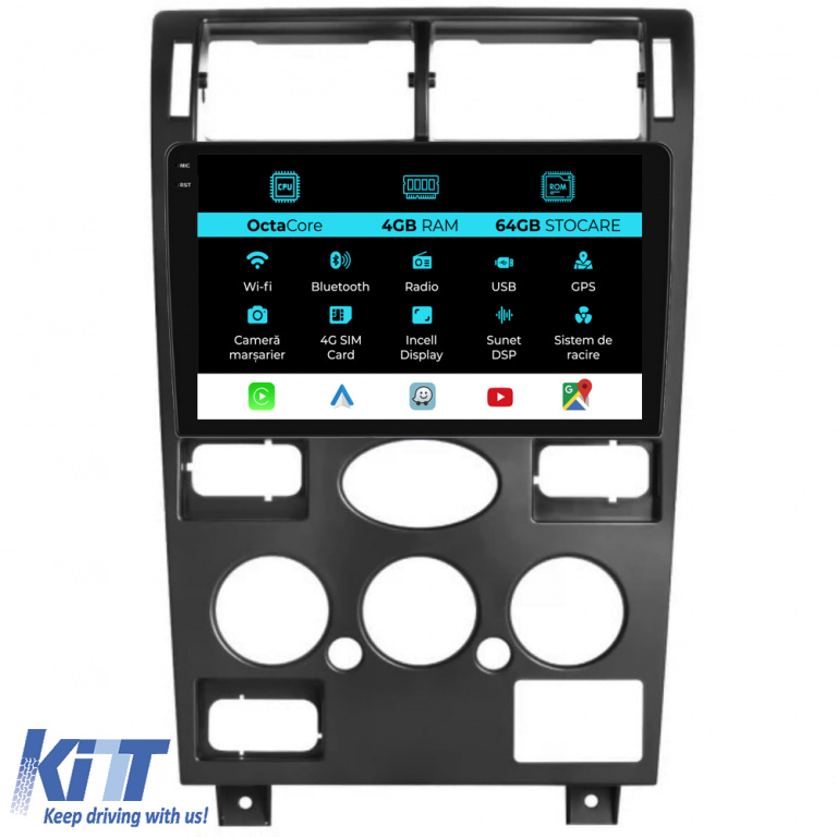 Navigatie Dedicata Ford Mondeo 3 (2000-2007), 9Inch, 4Gb Ram, 64Gb Stocare, Carplay NAVF94WBK