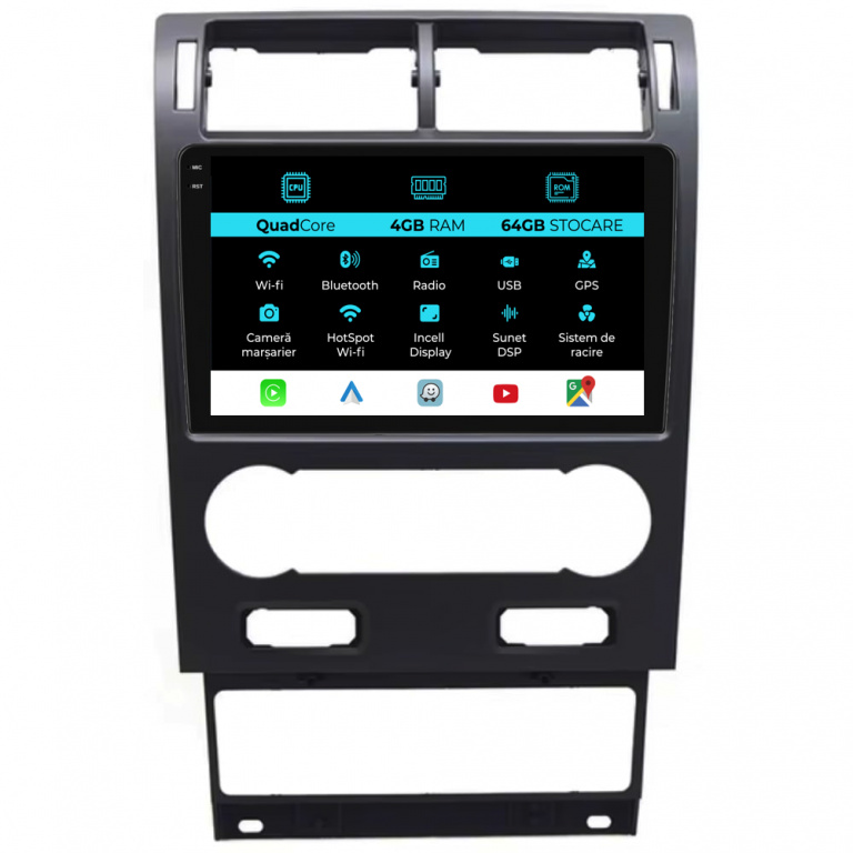 Navigatie Dedicata Ford Mondeo 3 (2000-2007),QuadCore, 9Inch, 4Gb Ram, 64Gb Stocare, Carplay