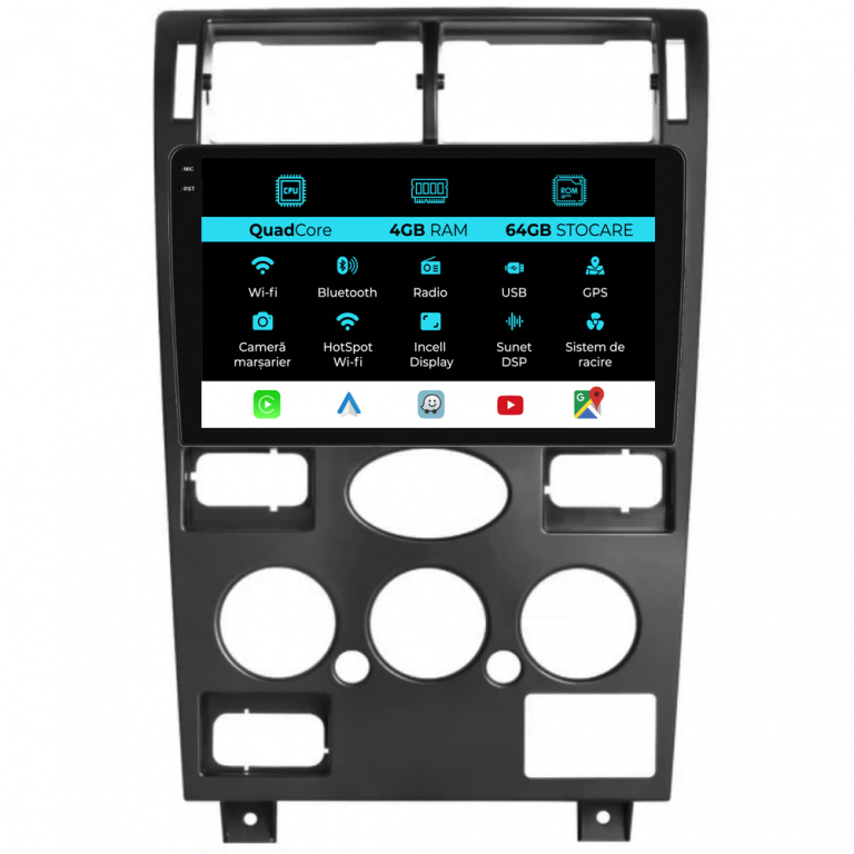 Navigatie Dedicata Ford Mondeo 3 (2000-2007),QuadCore, 9Inch, 4Gb Ram, 64Gb Stocare, Carplay