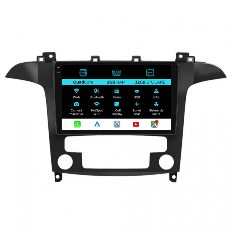 Navigatie Dedicata Ford S-Max (2006 - 2015), 9Inch, 2Gb Ram, 32Gb Stocare, Carplay, Clima automata