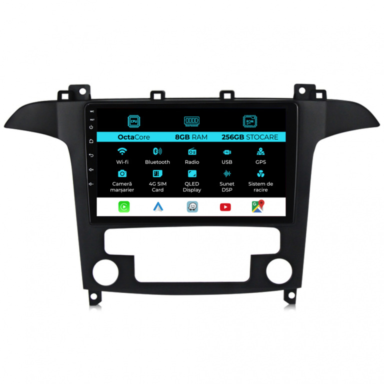 Navigatie Dedicata Ford S-Max (2006 - 2015) 9Inch, 8Gb Ram, 256Gb Stocare, Carplay