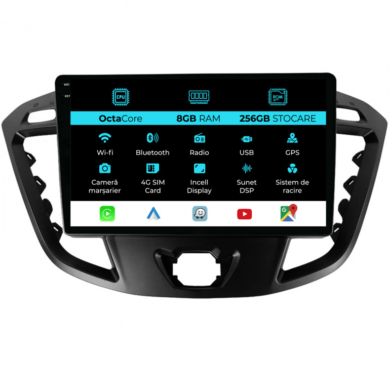 Navigatie Dedicata Ford Transit (2012-2018), 9Inch, 8Gb Ram, 256Gb Stocare, Carplay