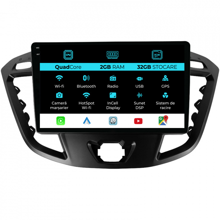 Navigatie Dedicata Ford Transit (2012-2018), 9Inch, 2Gb Ram, 32Gb Stocare, Carplay