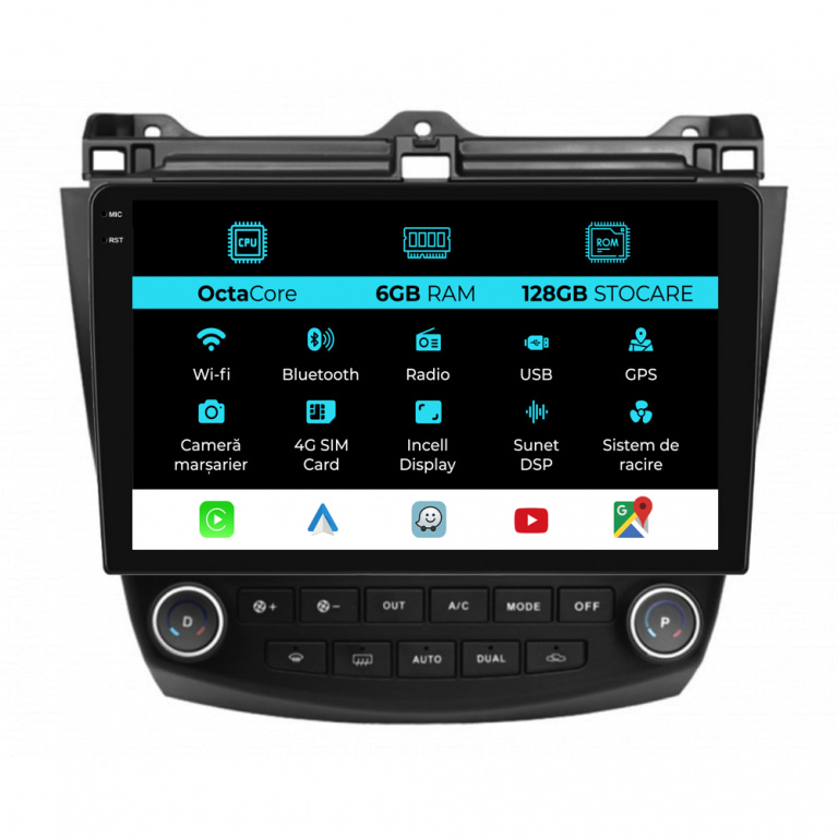 Navigatie Dedicata Honda Accord VII (2003 - 2008), 10Inch, 6Gb Ram, 128Gb Stocare, Carplay