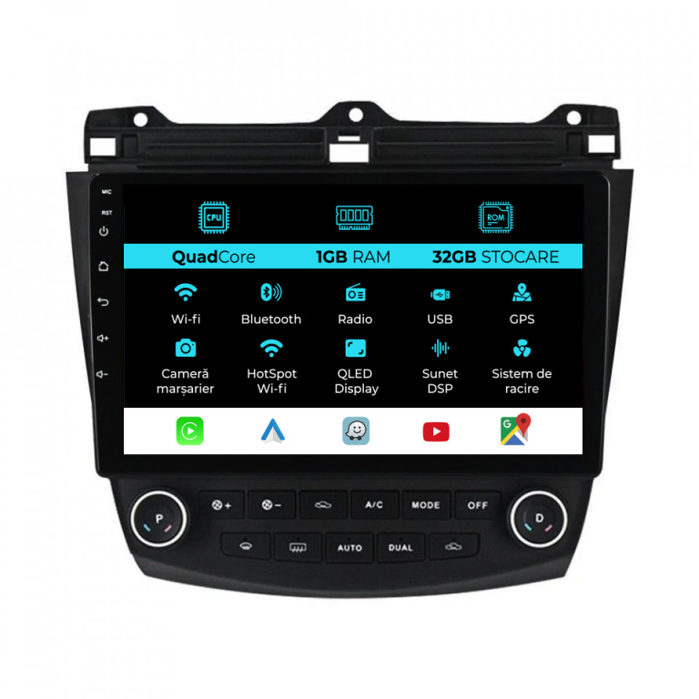 Navigatie Dedicata Honda Accord VII (2003 - 2008), 10Inch, 1Gb Ram, 32Gb Stocare, Carplay
