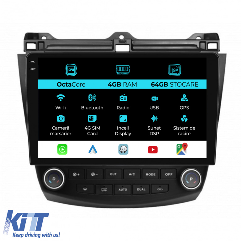 Navigatie Dedicata Honda Accord VII (2003 - 2008), 10Inch, 4Gb Ram, 64Gb Stocare, Carplay NAVHN104LJO