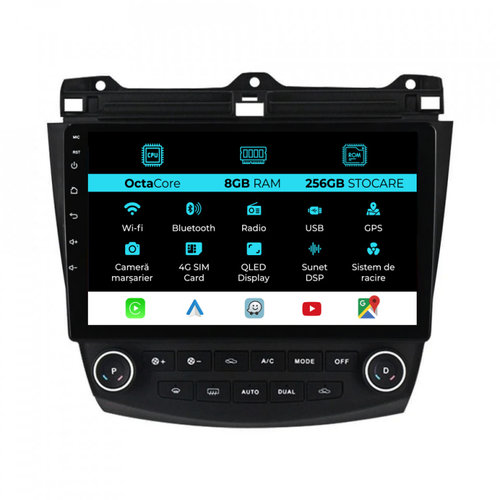 Navigatie Dedicata Honda Accord VII (2003 - 2008), 10Inch, 8Gb Ram, 256Gb Stocare, Carplay
