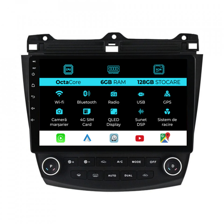 Navigatie Dedicata Honda Accord VII (2003 - 2008), 10Inch, 6Gb Ram, 128Gb Stocare, Carplay