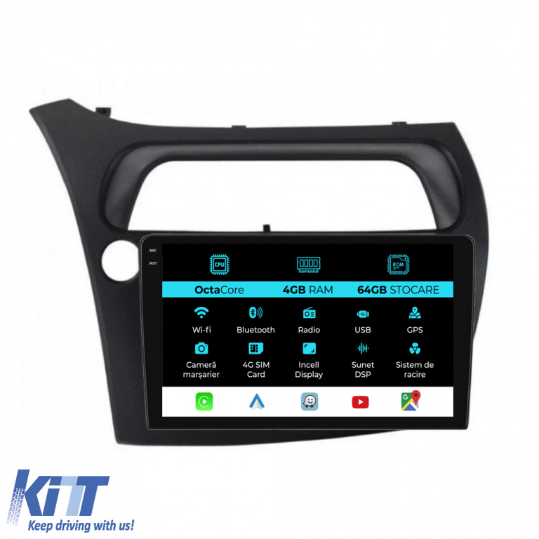 Navigatie Dedicata Honda Civic VII Hatchback (2006-2011), 9Inch, 4Gb Ram, 64Gb Stocare, Carplay NAVHN94THY