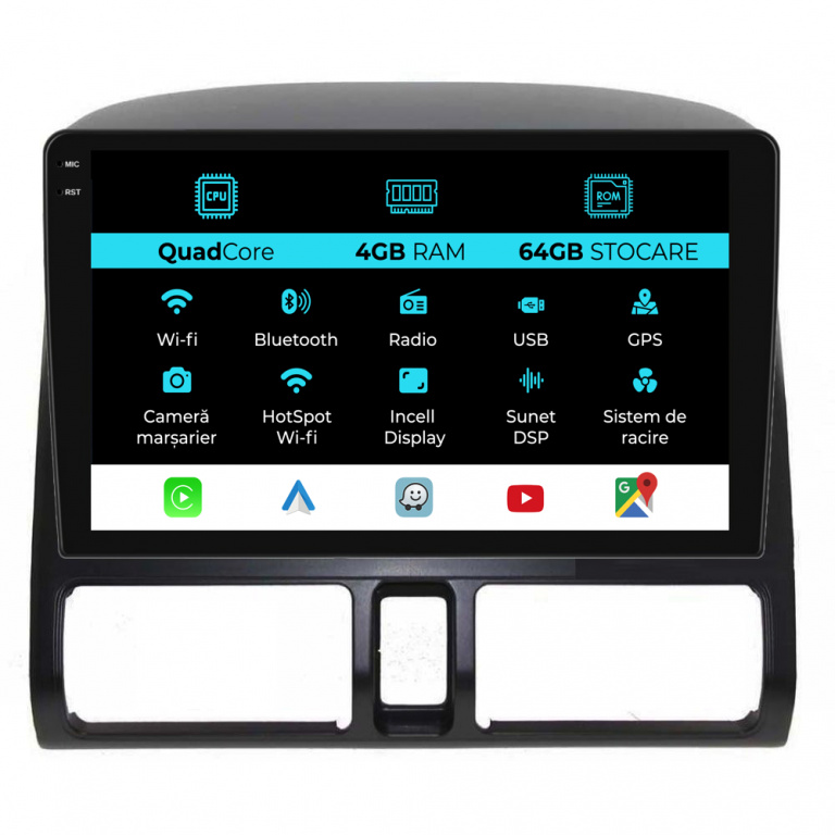 Navigatie Dedicata Honda CR-V (2001-2006),QuadCore, 9Inch, 4Gb Ram, 64Gb Stocare, Carplay