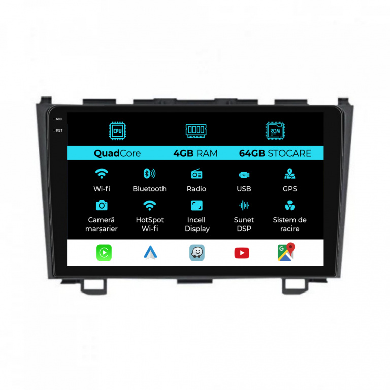 Navigatie Dedicata Honda CR-V (2006-2012),QuadCore, 9Inch, 4Gb Ram, 64Gb Stocare, Carplay