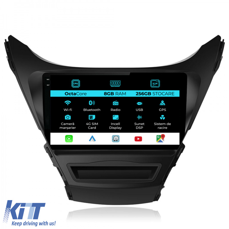 Navigatie Dedicata Hyundai Elantra (2010-2016), 9Inch, 8Gb Ram, 256Gb Stocare, Carplay NAVHY98GGK