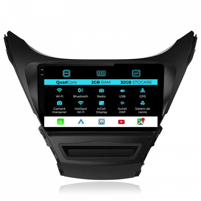 Navigatie Dedicata Hyundai Elantra (2010-2016), 9Inch, 2Gb Ram, 32Gb Stocare, Carplay